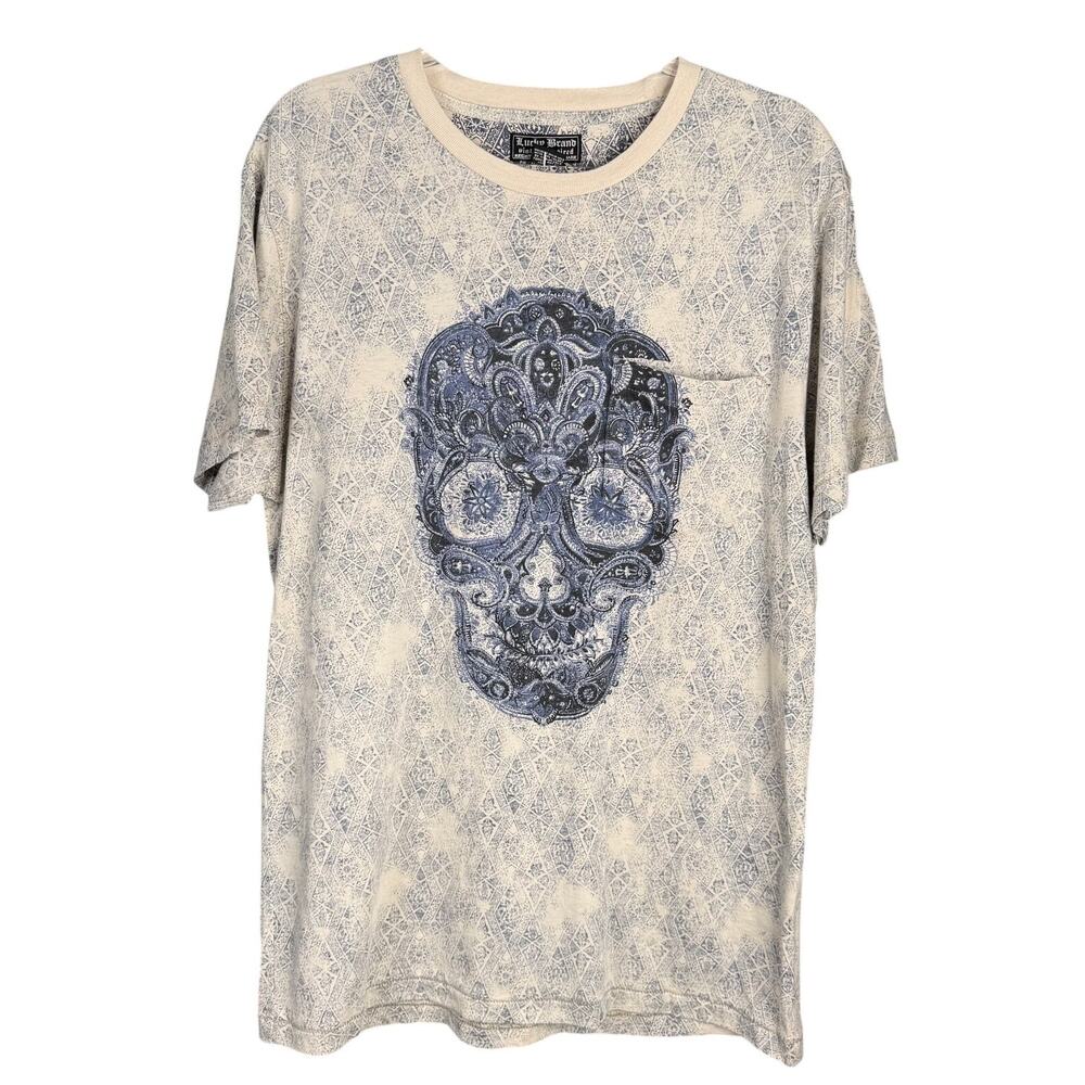NWT LUCKY BRAND Mens Size M Skull Y2K Style Biker Rocker Elder Emo Graphic Tee